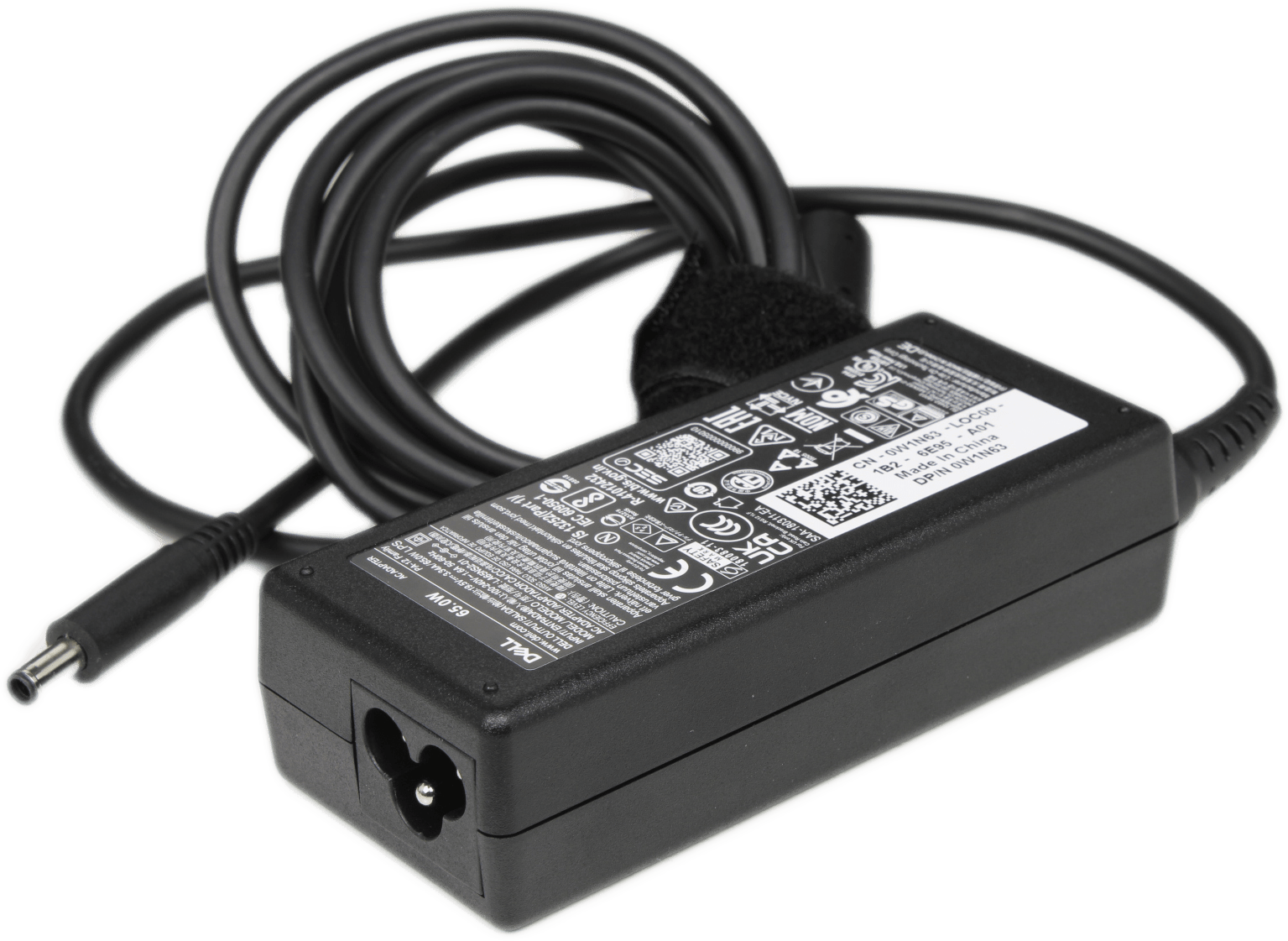 Dell 65W AC Adapter 4.5mm für Dell Laptops + C5 Kleeblattkabel | Dell P/N 0W1N63 | 9701 (Bild 2 von 6)
