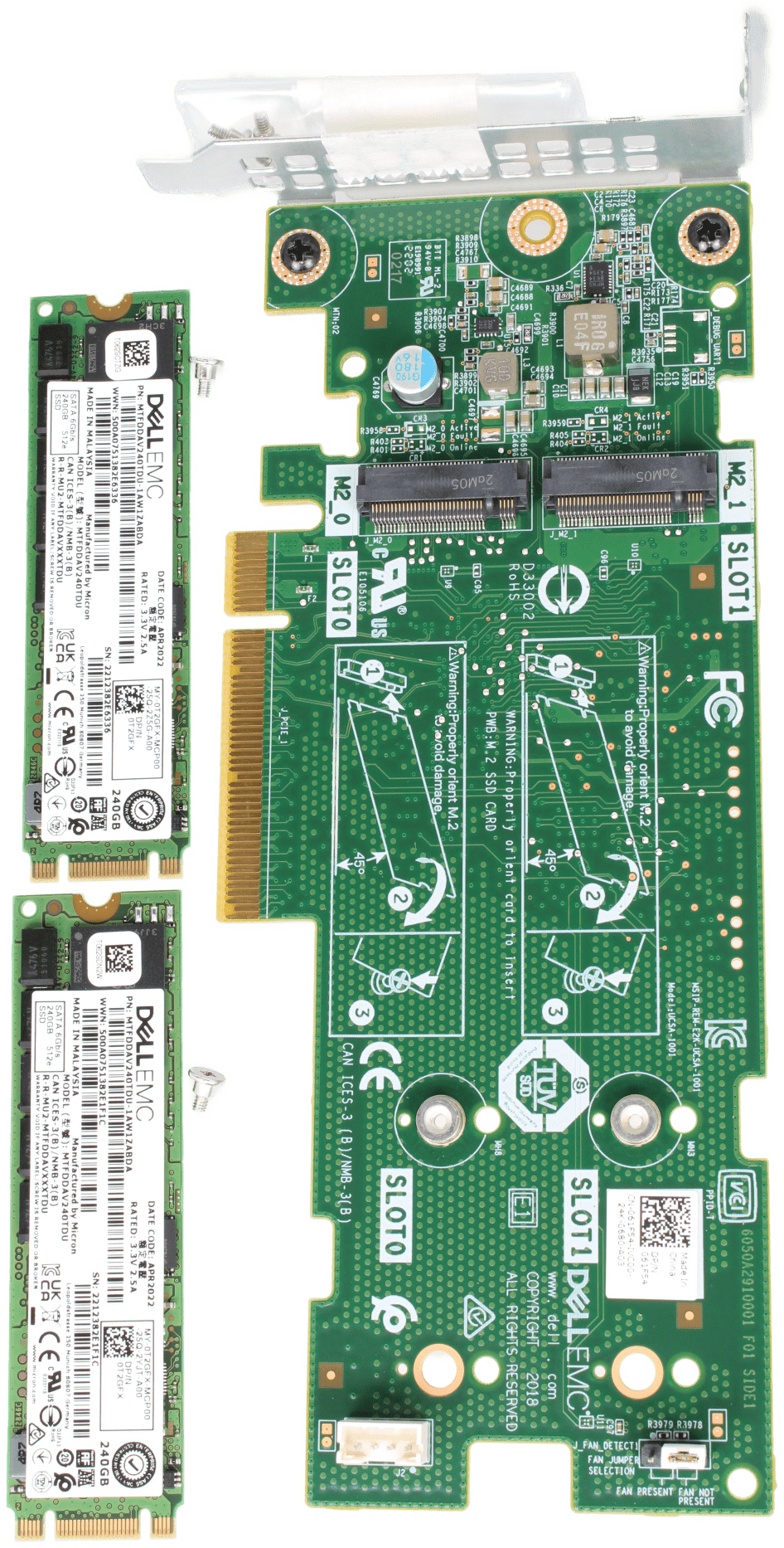 Dell EMC BOSS M.2 SSD Storage Adapter PCIe LP 061F54 + 2x 240GB M.2 SATA 0T2GFX | 9720 (Bild 6 von 7)