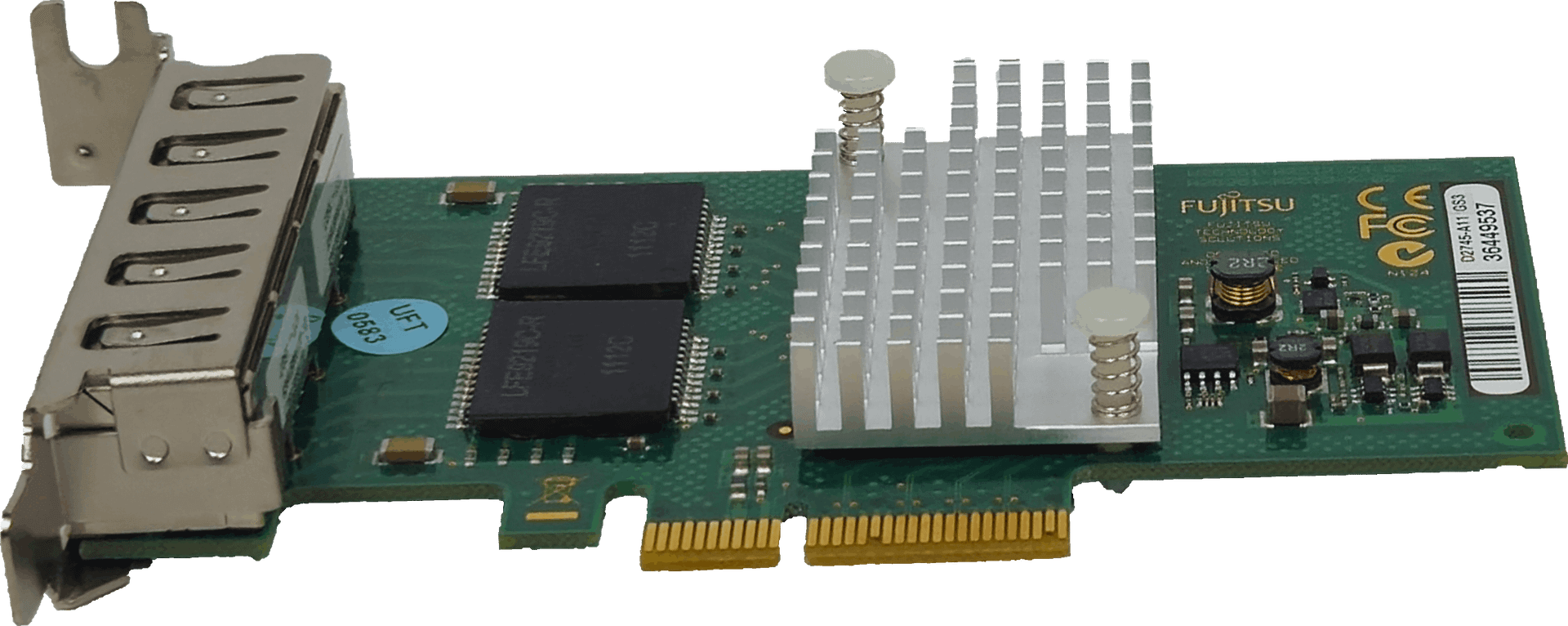 Fujitsu Quad Port PCIe x4 1Gbps RJ-45 Netzwerk Adapter D2745-A11 GS3 LP | 10328 — Seitenansicht (Bild 3 von 6)