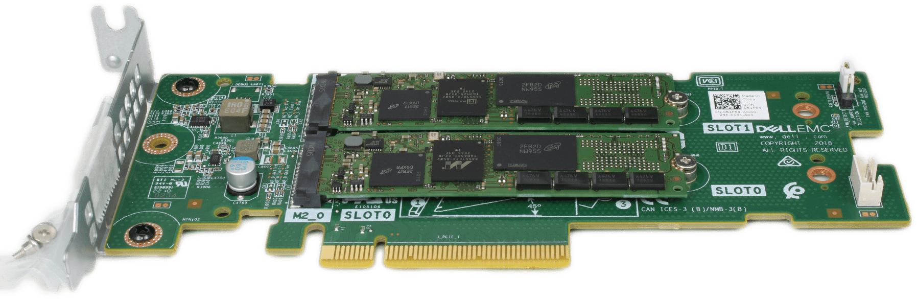 Dell EMC BOSS M.2 SSD Storage Adapter PCIe LP 061F54 + 2x 240GB M.2 SATA 0T2GFX | 9720 (Bild 1 von 7)