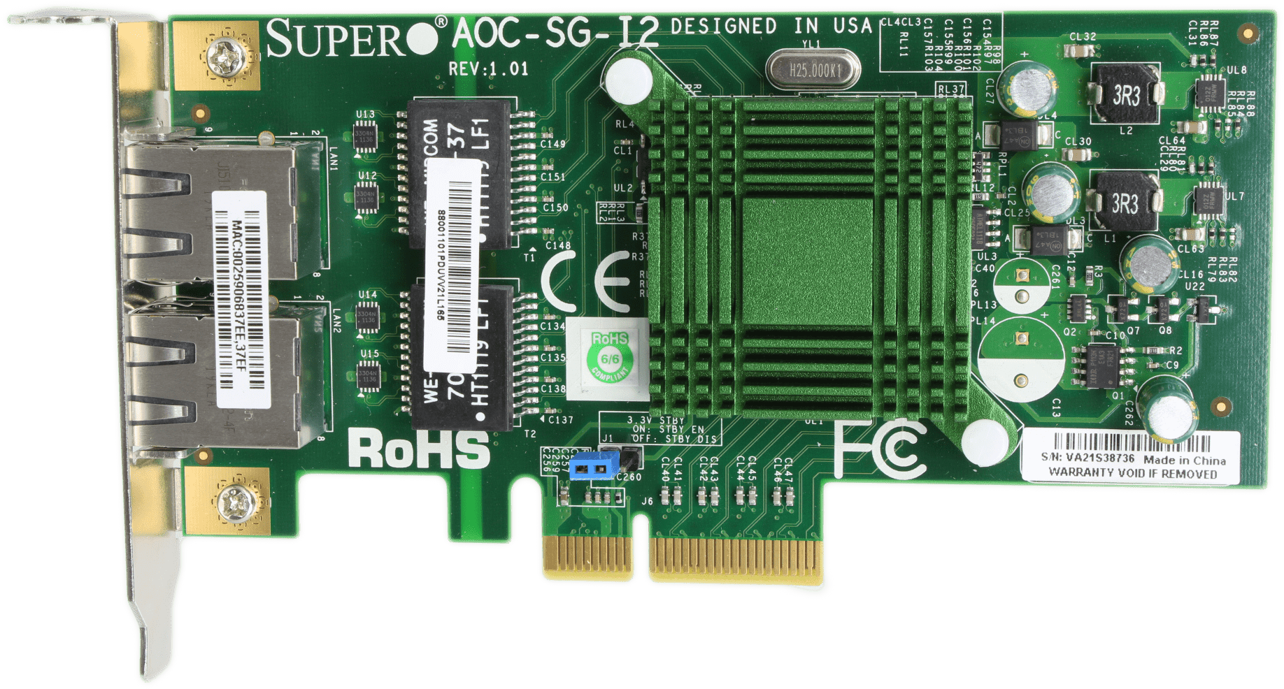 Supermicro AOC-SG-I2 Netzwerkkarte Dual Port PCIe2.0 x4 Gigabit Ethernet Adapter | 9819 (Bild 6 von 6)