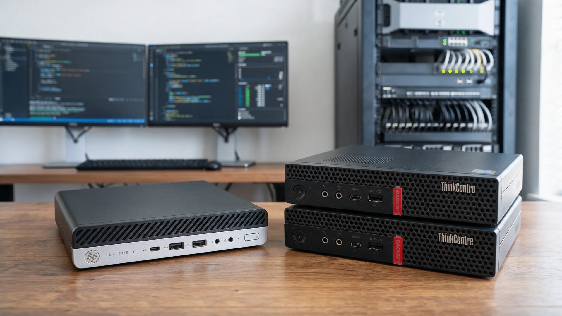 ram-koenig-blog-titelbild-mini-pc-vergleich-hp-elitedesk-800-g5-mini-vs-lenovo-thinkcentre-m920q-tiny