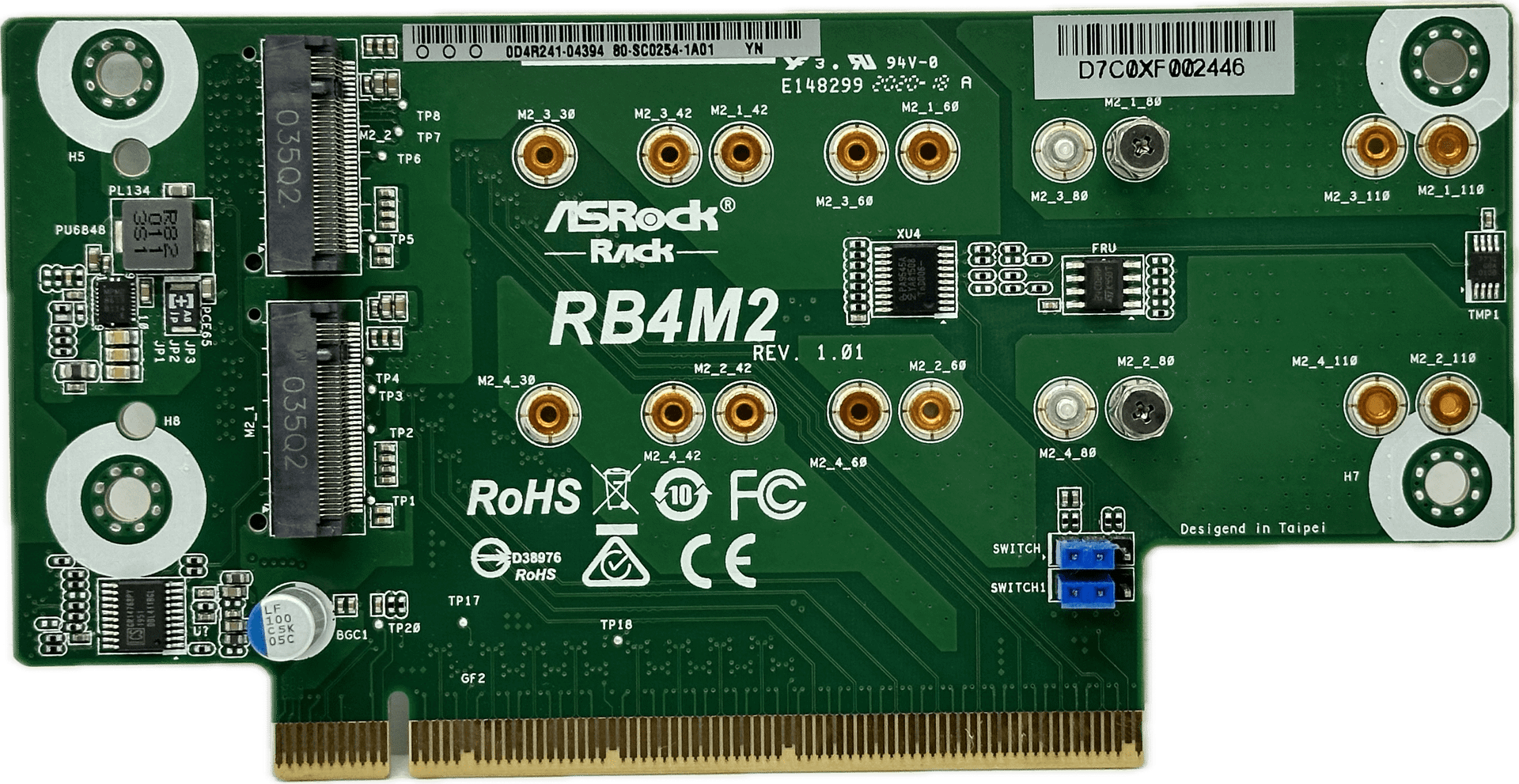 ASRock Rack RB4M2 - Quadro M.2 Adapter Board - 4 x M.2 M-Key SSD to PCIe3.0 x16 | 1728 (Bild 3 von 7)