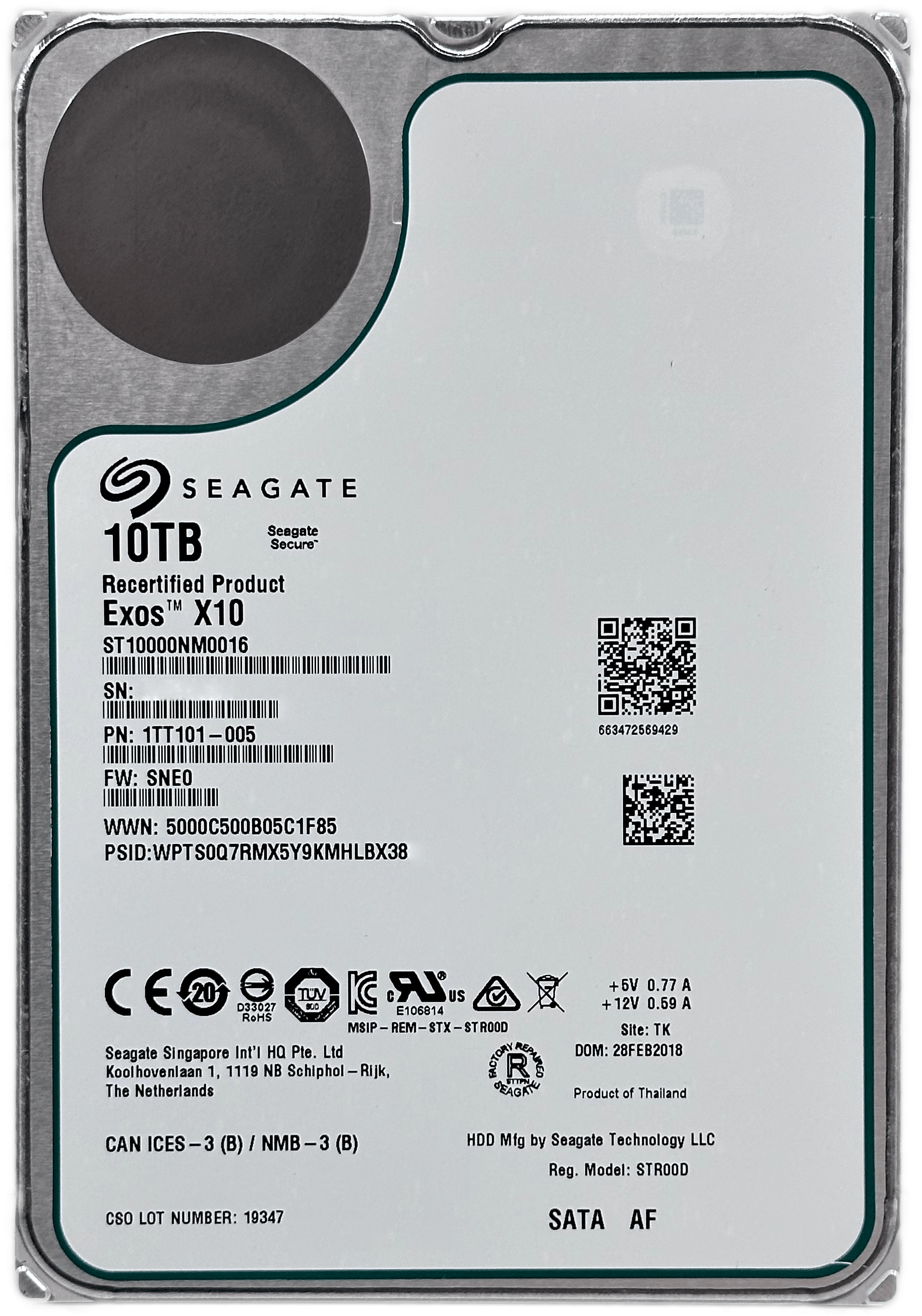 10TB Seagate Exos X10 Recertified SATA Festplatte 256MB 7200RPM | ST10000NM0016 | 9024 (Bild 3 von 6)