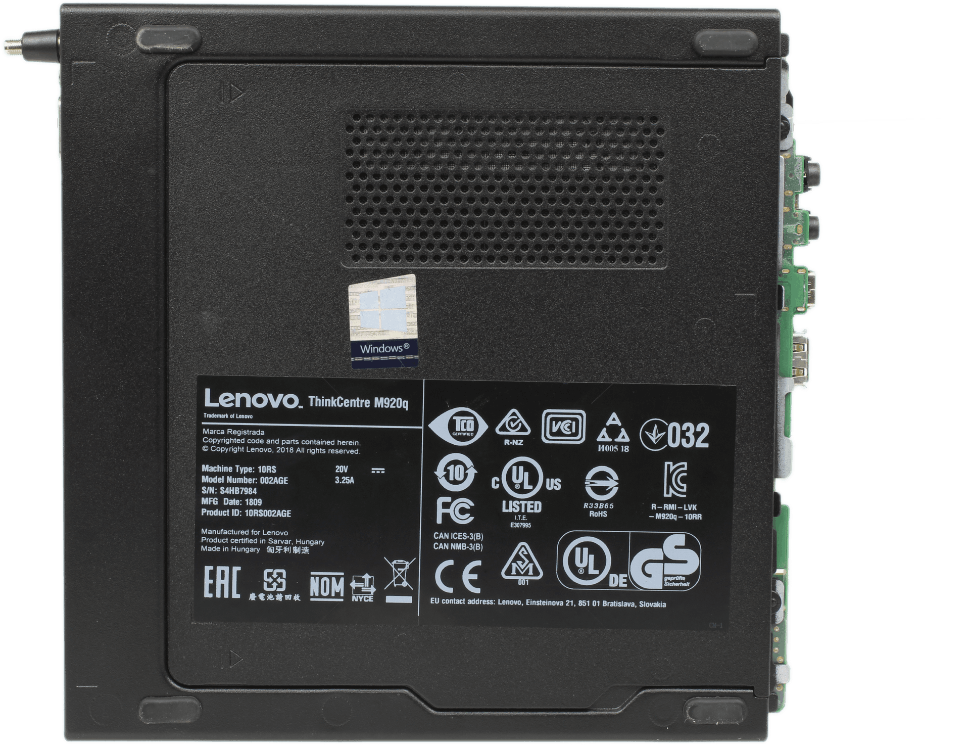 Lenovo ThinkCentre M920q Mini PC - Intel i5-8500T 16GB DDR4 256GB NVMe Win11 PSU | 10279 (Bild 6 von 7)