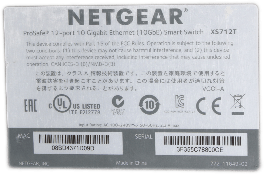 Netgear | ProSAFE 12-Port 10-Gigabit Ethernet Switch 2x 10Gb SFP+ XS712T-100NES | 9673 (Bild 7 von 7)