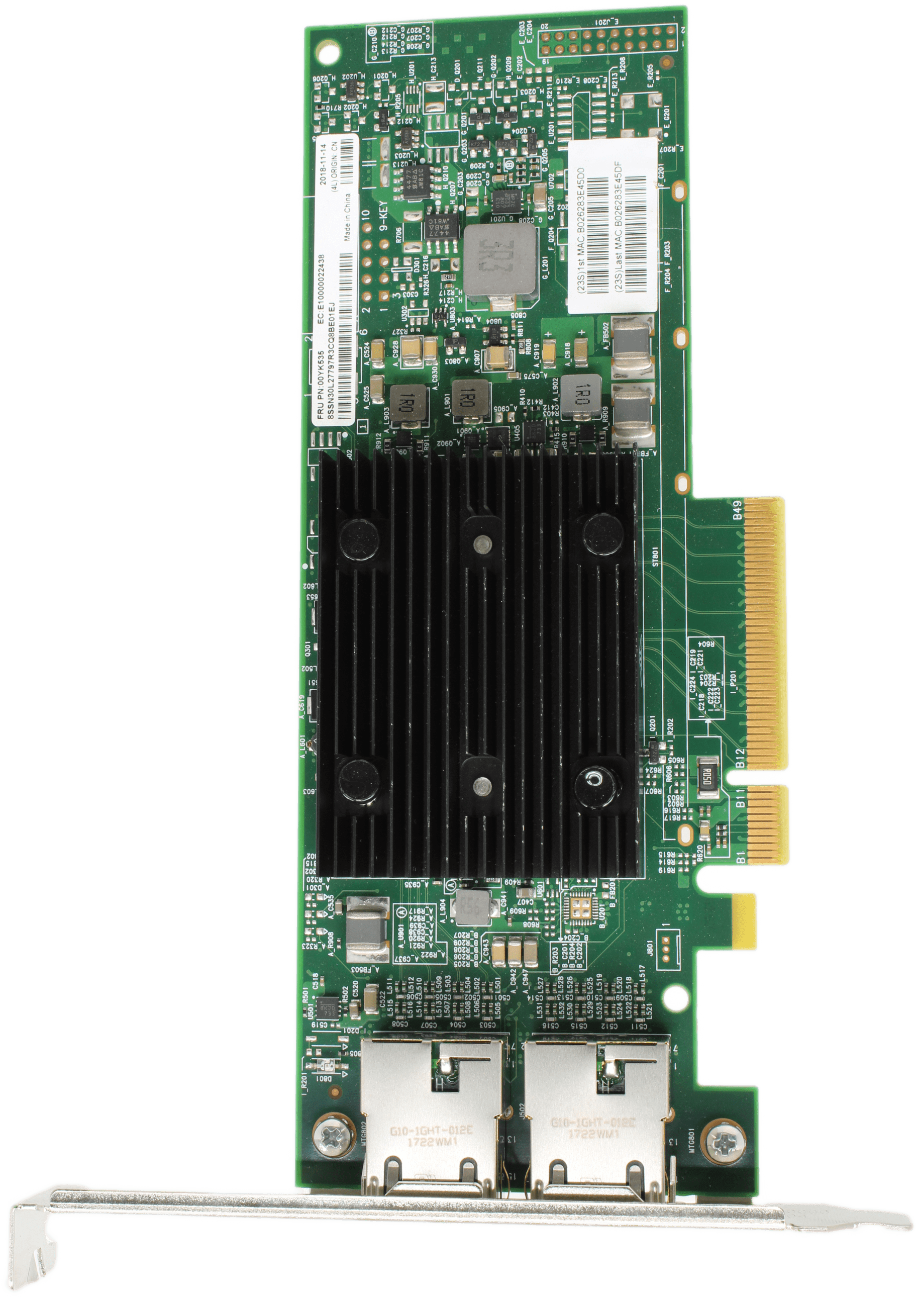 Lenovo - ThinkSystem Broadcom 57416 10Gb Base-T 2-Port Ethernet Adapter 00YK535 | 10003 — Draufsicht (Bild 3 von 6)