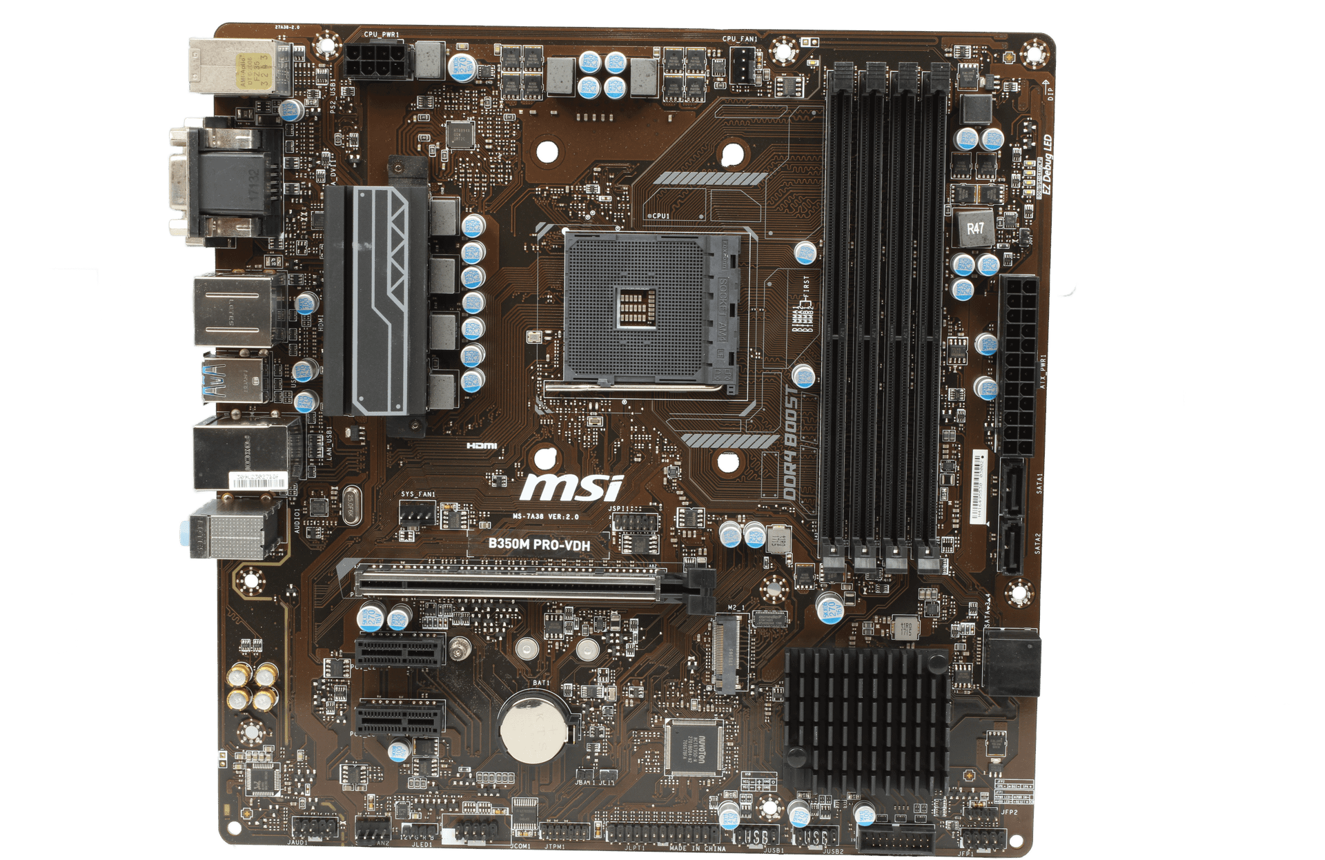 MSI B350M PRO-VDH Micro ATX Mainboard - Sockel AM4 4x DDR4 PCIe3 x16 +I/O Shield | 10136 (Bild 4 von 6)