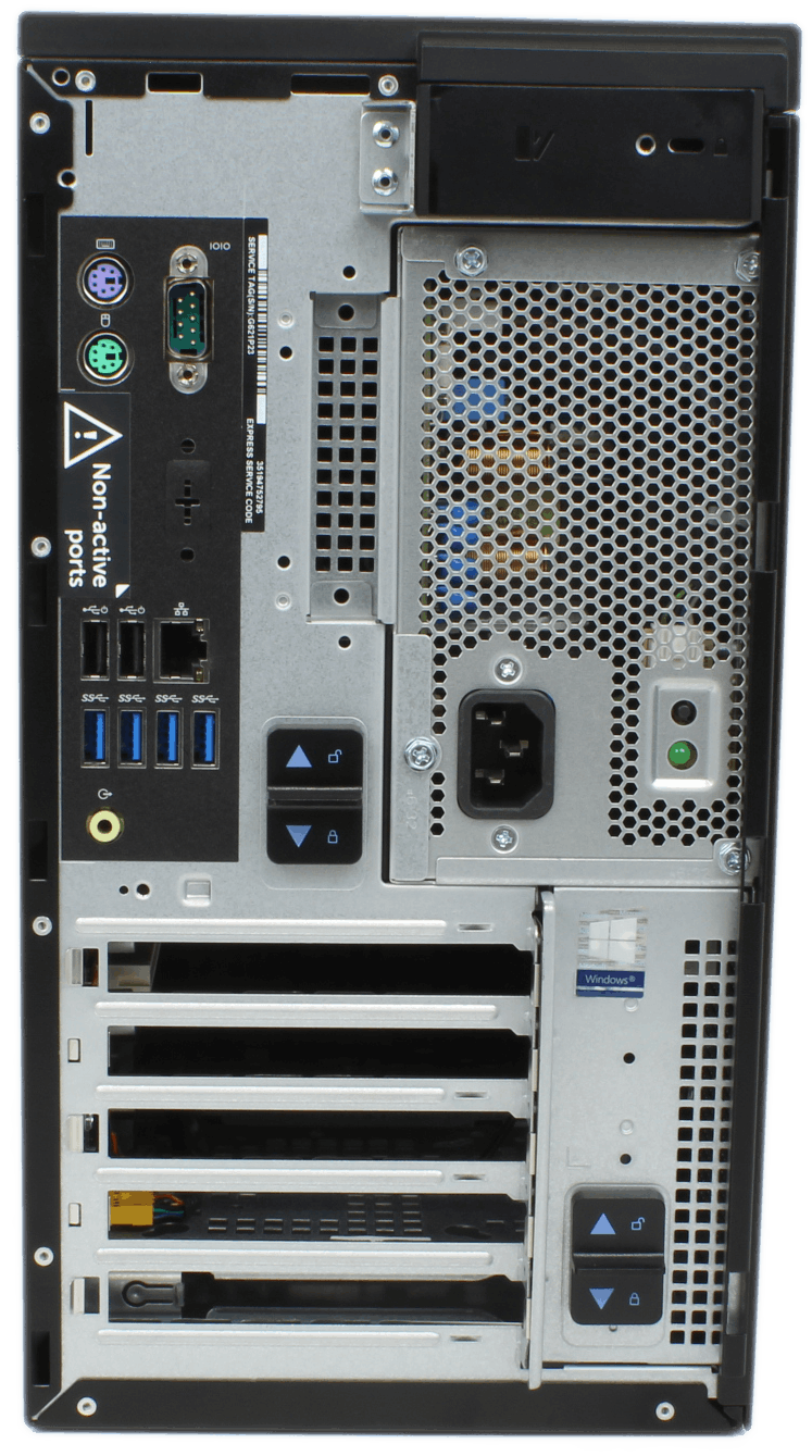 Dell Precision 3630 Tower Barebone - Intel Xeon E-2224 Prozessor 460W 80+ Gold | 10284 — Rückansicht (Bild 3 von 6)