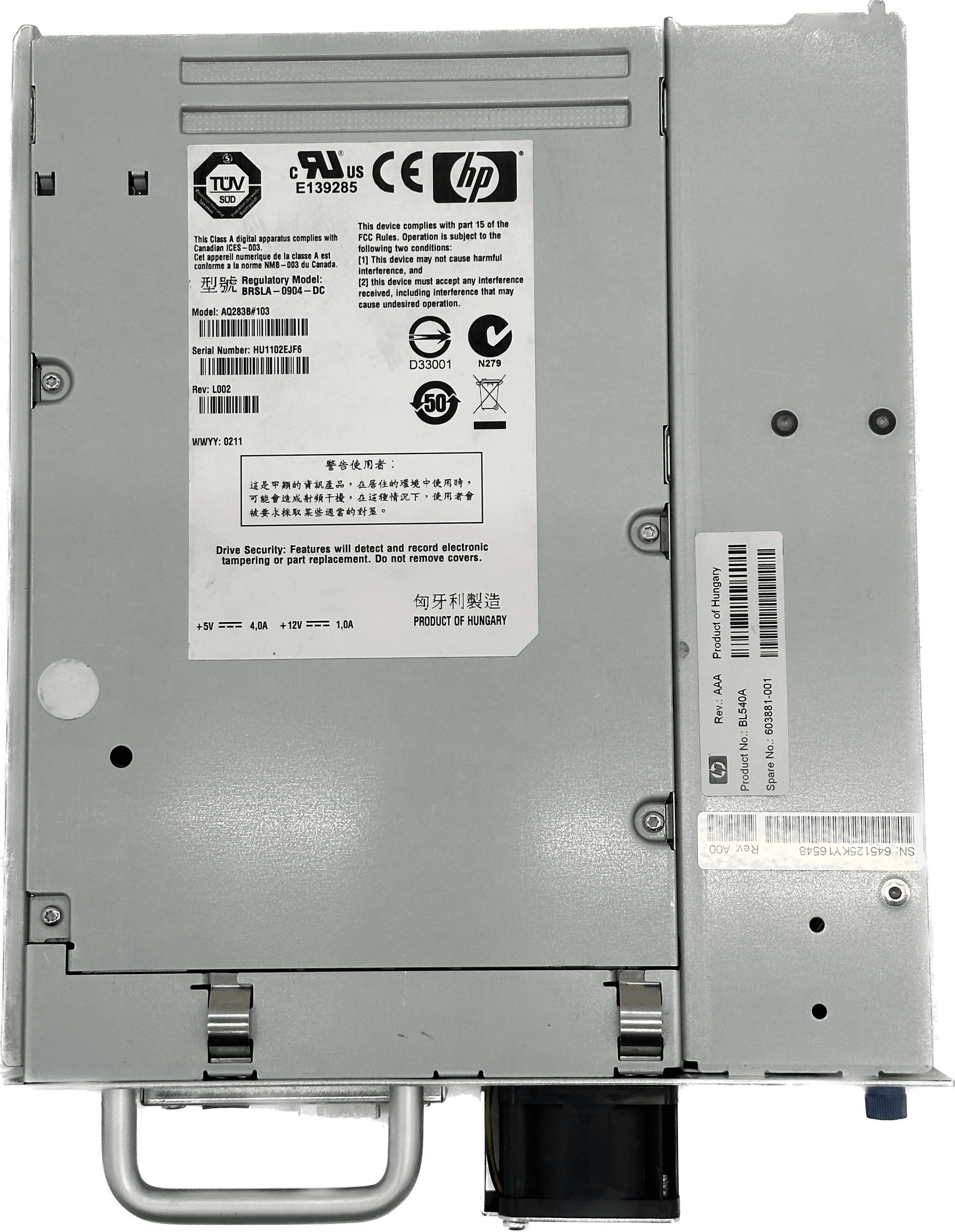 HP Bandlaufwerk Tape Drive Ultrium 3000 LTO-5 BRSLA-0904-DC | BL540A 603881-001 | 560 (Bild 4 von 6)