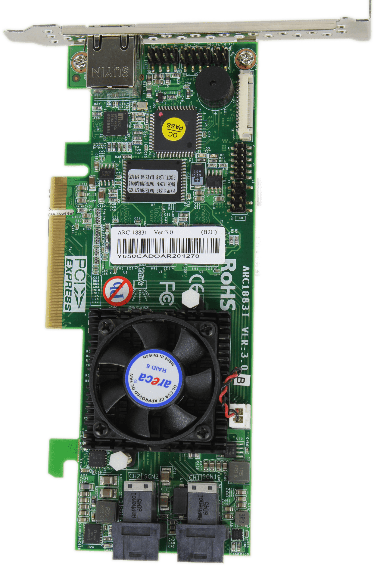 Areca ARC1883I Ver. 3.0 12Gb/s SAS/SATA Raid Adapter PCIe3.0 x8 2x SFF-8643 FP | 9432 (Bild 6 von 7)