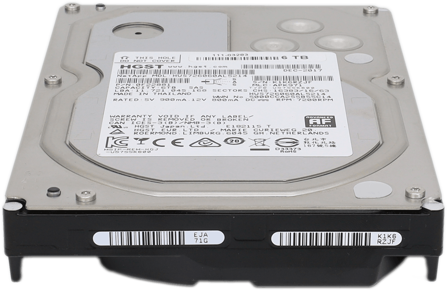 HGST 6TB 7,2K SAS 12Gbps Server HDD Festplatte - HUS726060AL5214 0F22881 | 11884 — Vorderansicht (Bild 5 von 5)