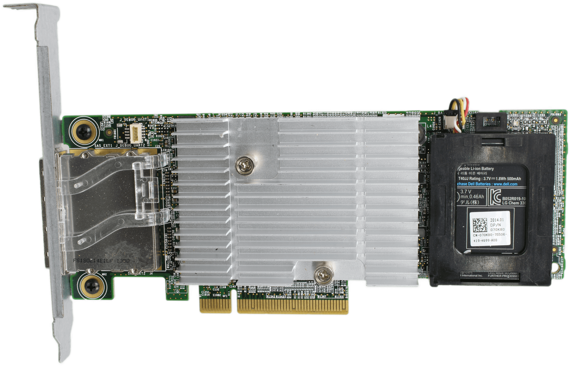 Dell PERC H810 6Gb/s SAS RAID Controller PCIe x8 1GB Cache 0NDD93 +BBU 070K80 FP | 9999 — top view (image 5 of 8)