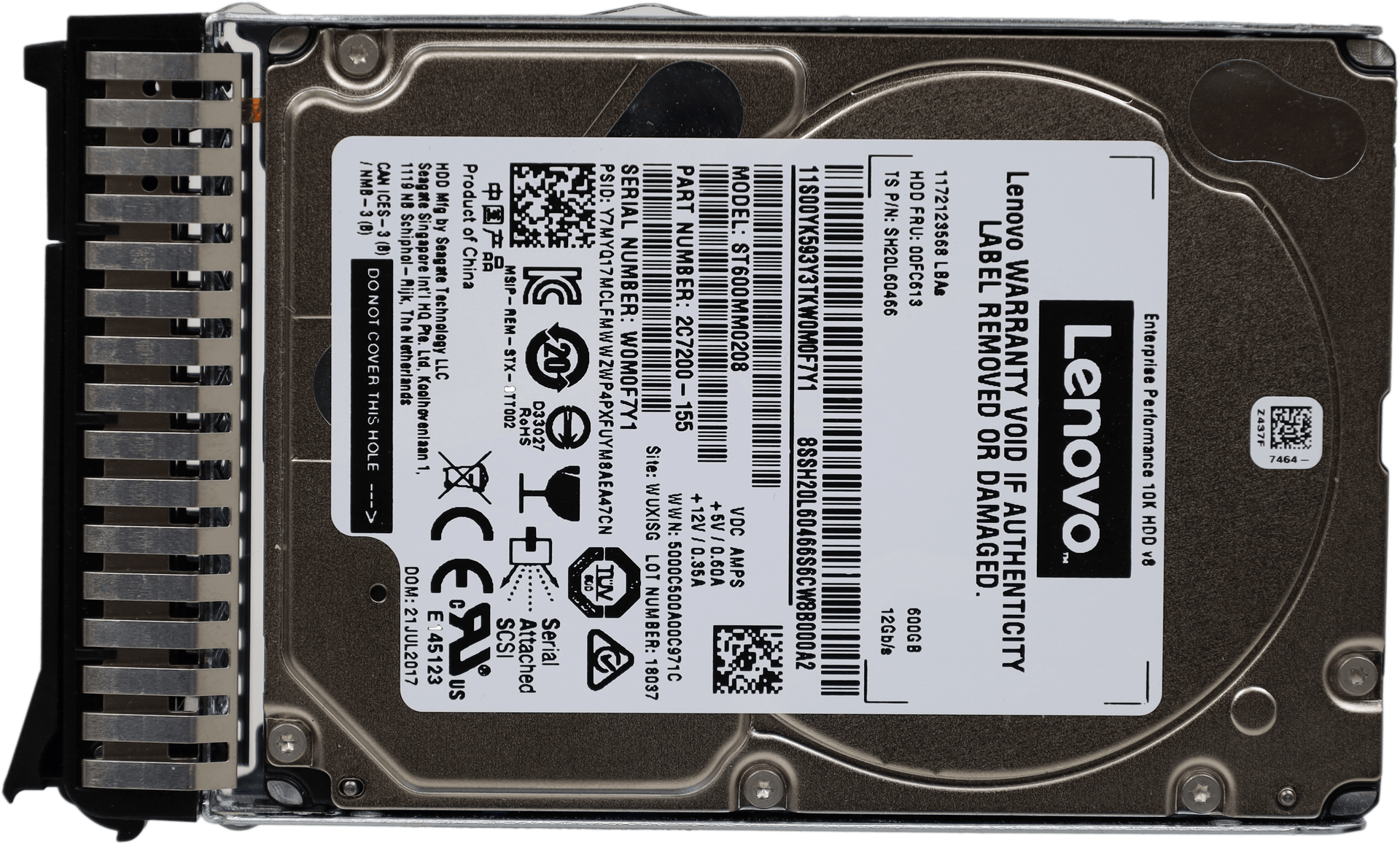 Lenovo Enterprise Performance 10K HDD v8 - 600GB 2,5" SAS12G ST600MM0208 00FC613 | 10352 — top view (image 3 of 6)