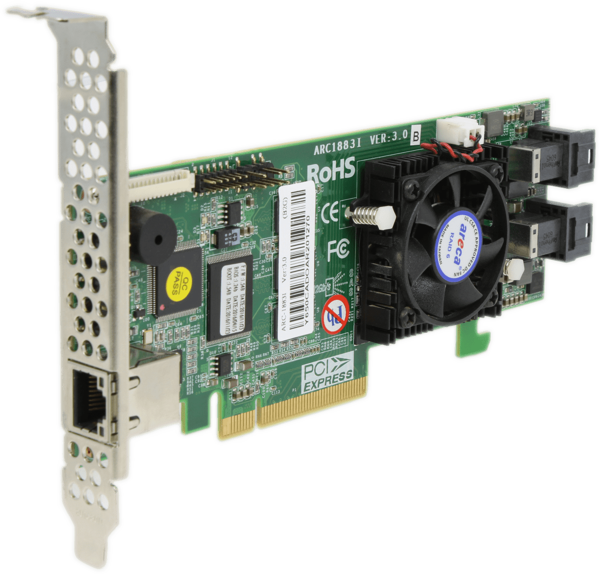 Areca ARC1883I Ver. 3.0 12Gb/s SAS/SATA Raid Adapter PCIe3.0 x8 2x SFF-8643 FP | 9432 (Bild 1 von 7)