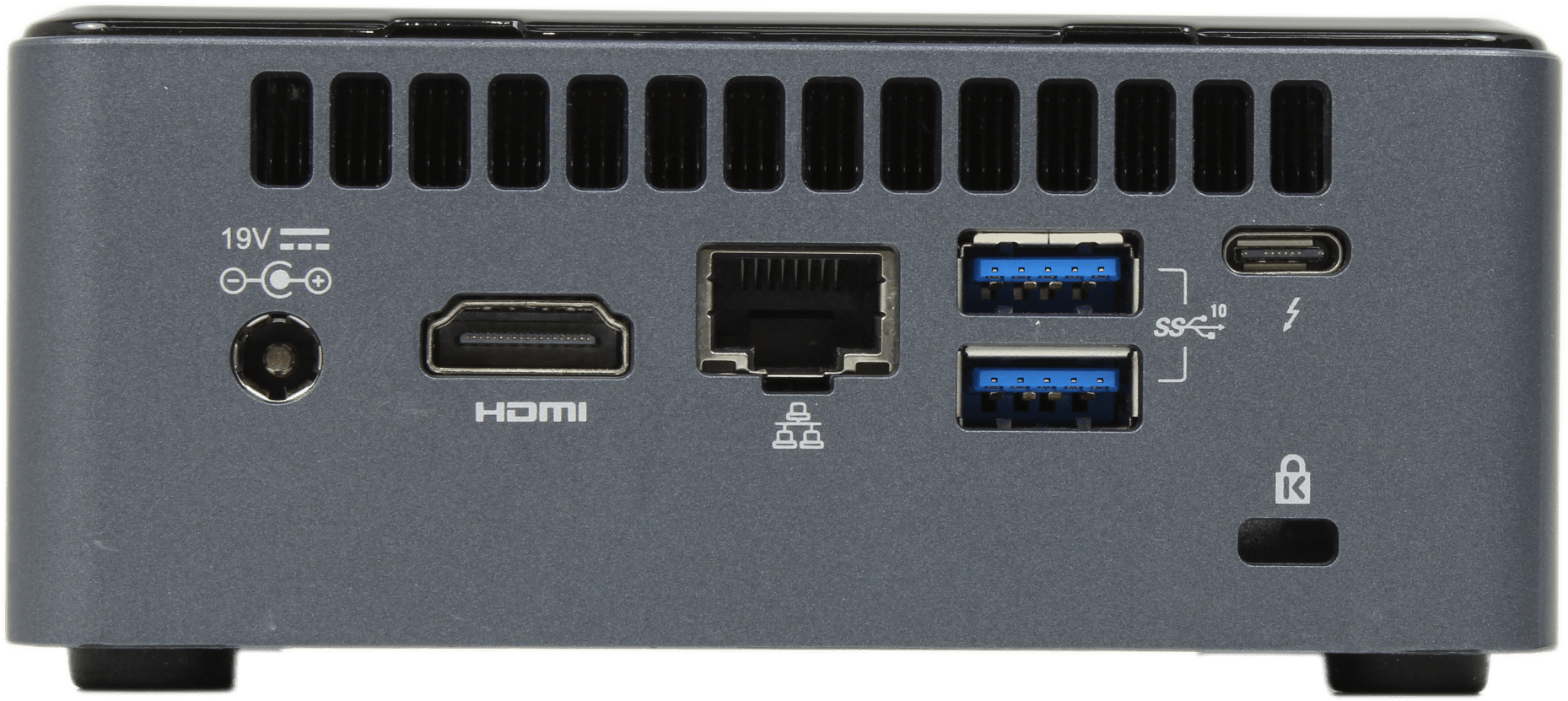 Intel NUC 10FNH Mini PC Intel i5-10210U 8GB DDR4 256GB NVMe - WiFi Thunderbolt 3 | 10152 — Rückansicht (Bild 3 von 6)