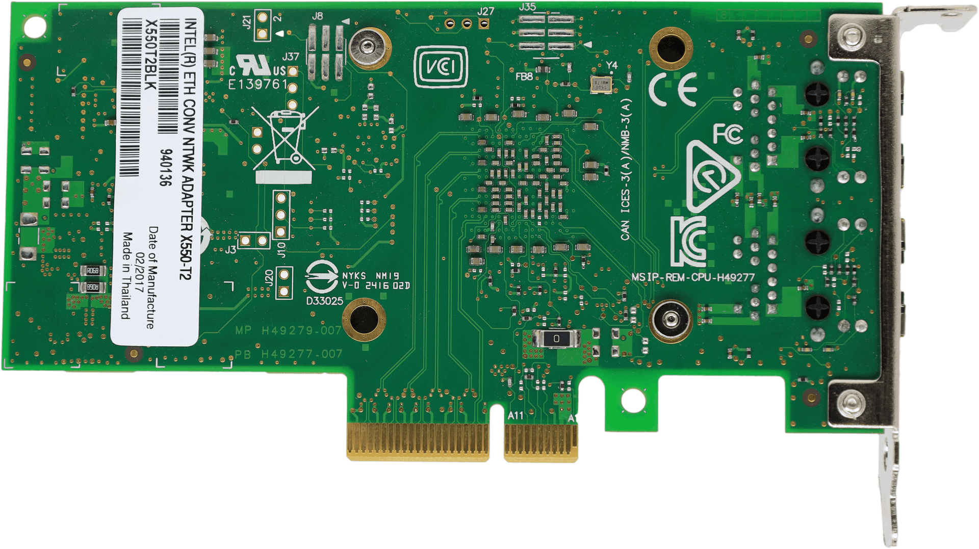 Intel X550-T2 10 Gigabit 10Gbit Dual Port GbaseT PCIe x4 3.0 Low Profile 940316 | 745 — Produktlabel (Bild 4 von 6)