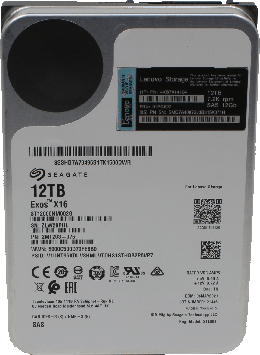 Lenovo Seagate 12TB 7,2K SAS 12Gb Server HDD Festplatte 4XB7A14104 2MT203-076 | 10317 — Draufsicht (Bild 3 von 5)