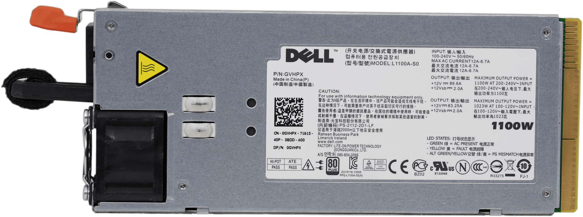 Dell - 1100W 80+ Power Supply Unit Netzteil - L1100A-S0 PS-2112-2D1-LF - 0GVHPX | 10494 (image 3 of 6)