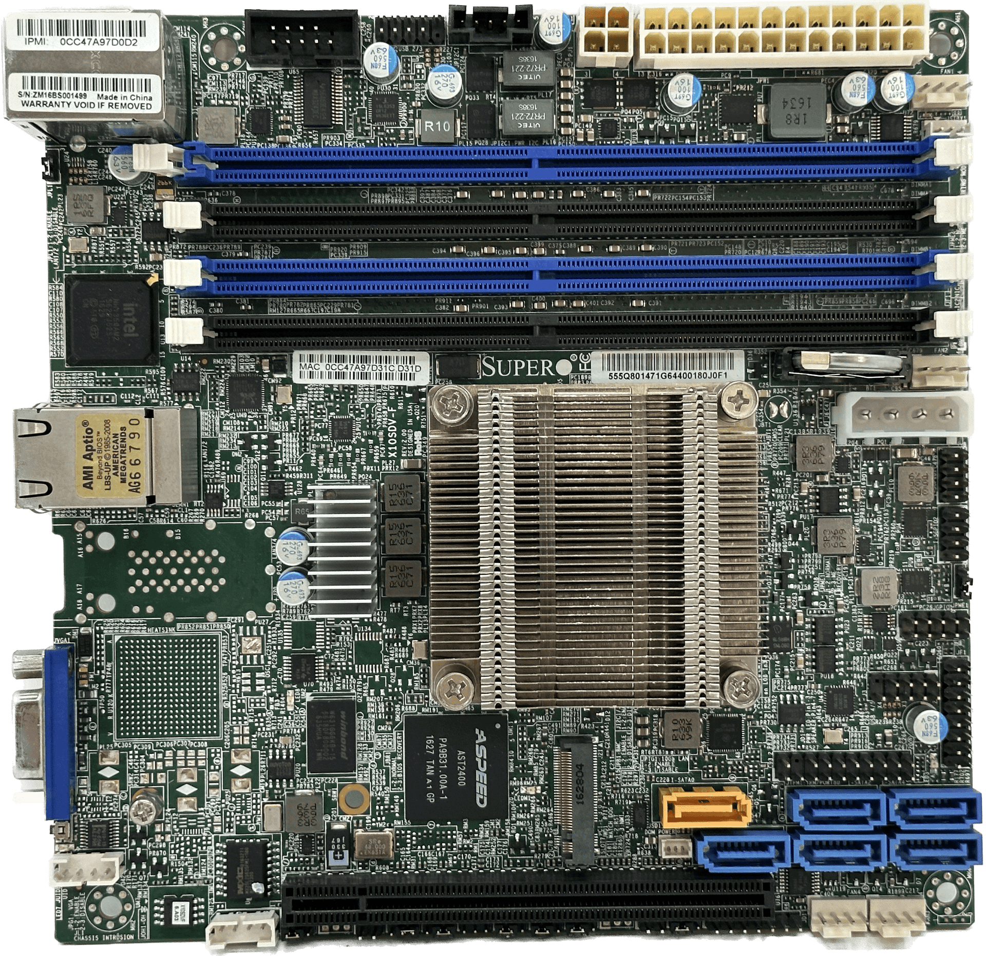 Supermicro X10SDV-F | Intel 8C D-1541 | PCIe x16 M.2 IPMI ITX DDR4 Server Board | 293 (Bild 1 von 6)