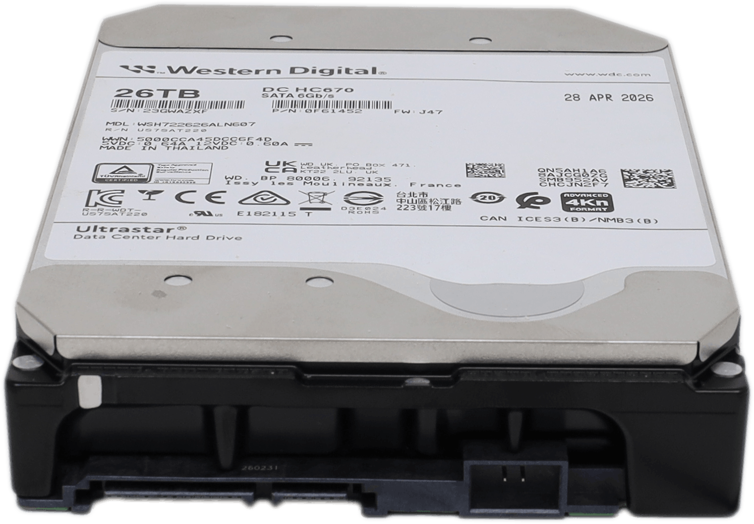 Neu - Western Digital - DC HC670 3,5" 26TB SATA 6G 7200RPM 4Kn AF 512MB Cache 0F61452 | 10432 (Bild 4 von 6)
