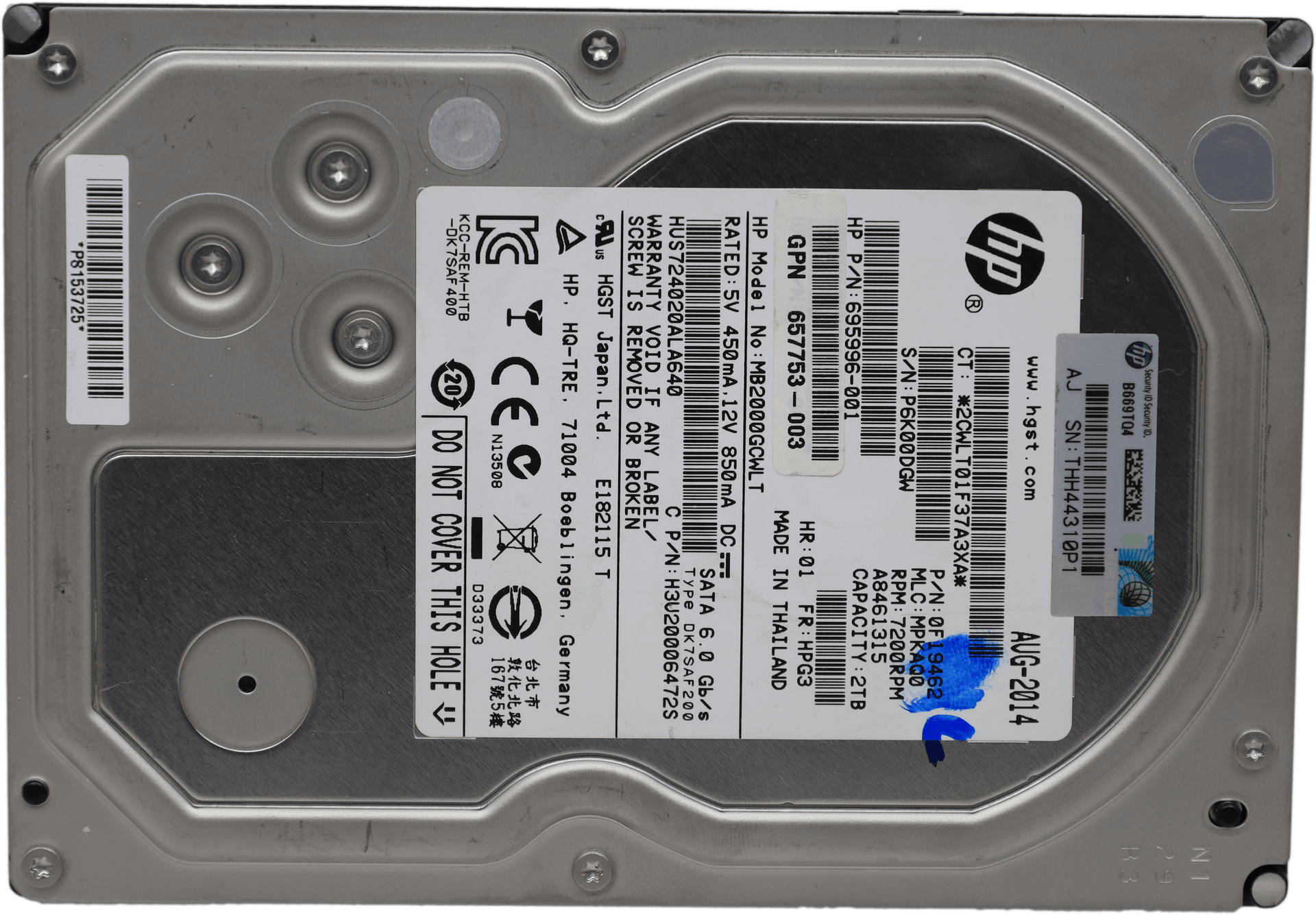HP HGST Ultrastar 7K4000 2TB 3,5" SATA 6G HDD 7200RPM HUS724020ALA640 695996-001 | 10469 (image 2 of 4)