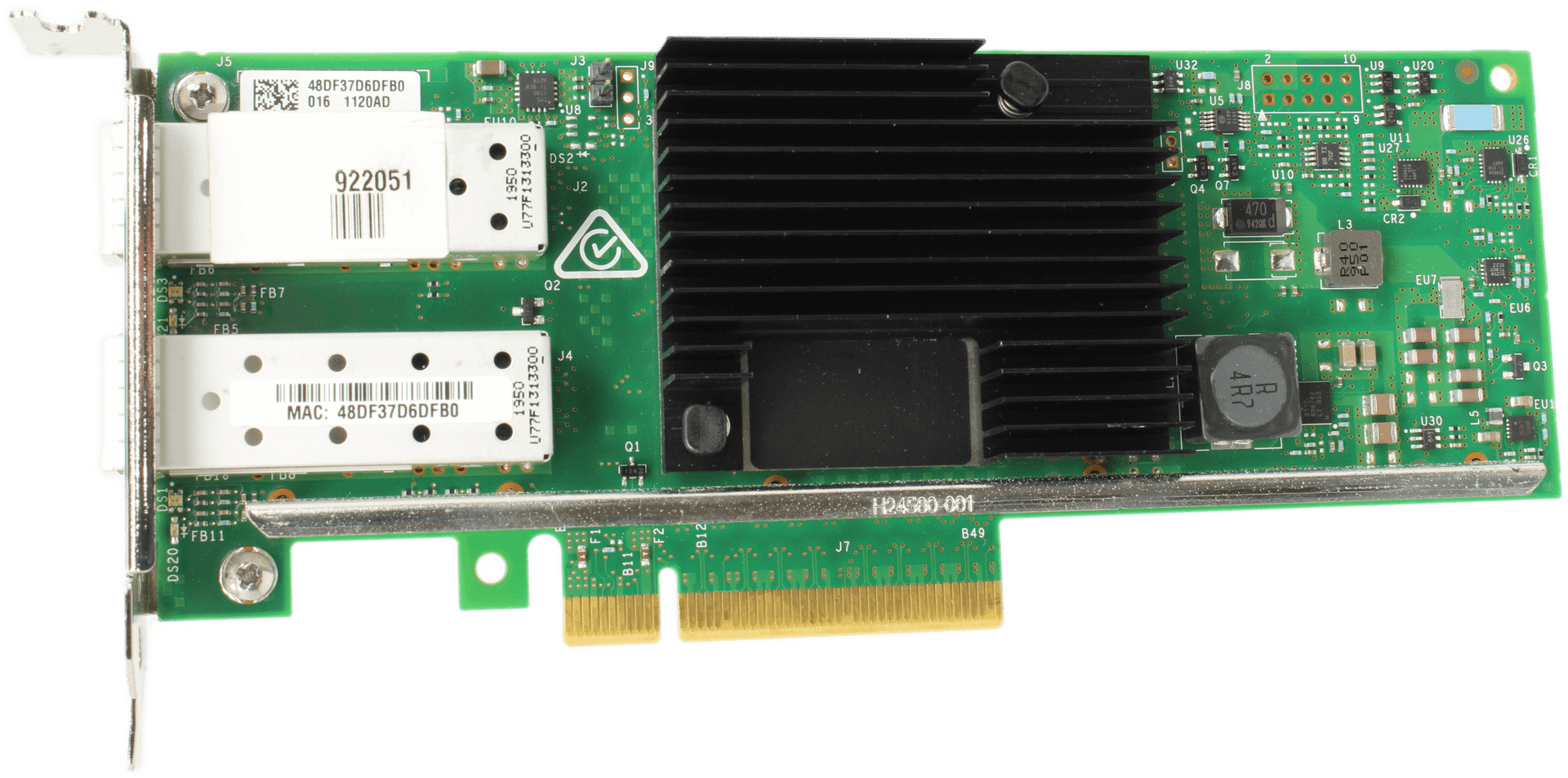 HPE 562SFP+ Dual Port 10Gb SFP+ Netzwerkadapter PCIe3.0 x8 LP - 784304-001 | 10064 — Draufsicht (Bild 4 von 6)