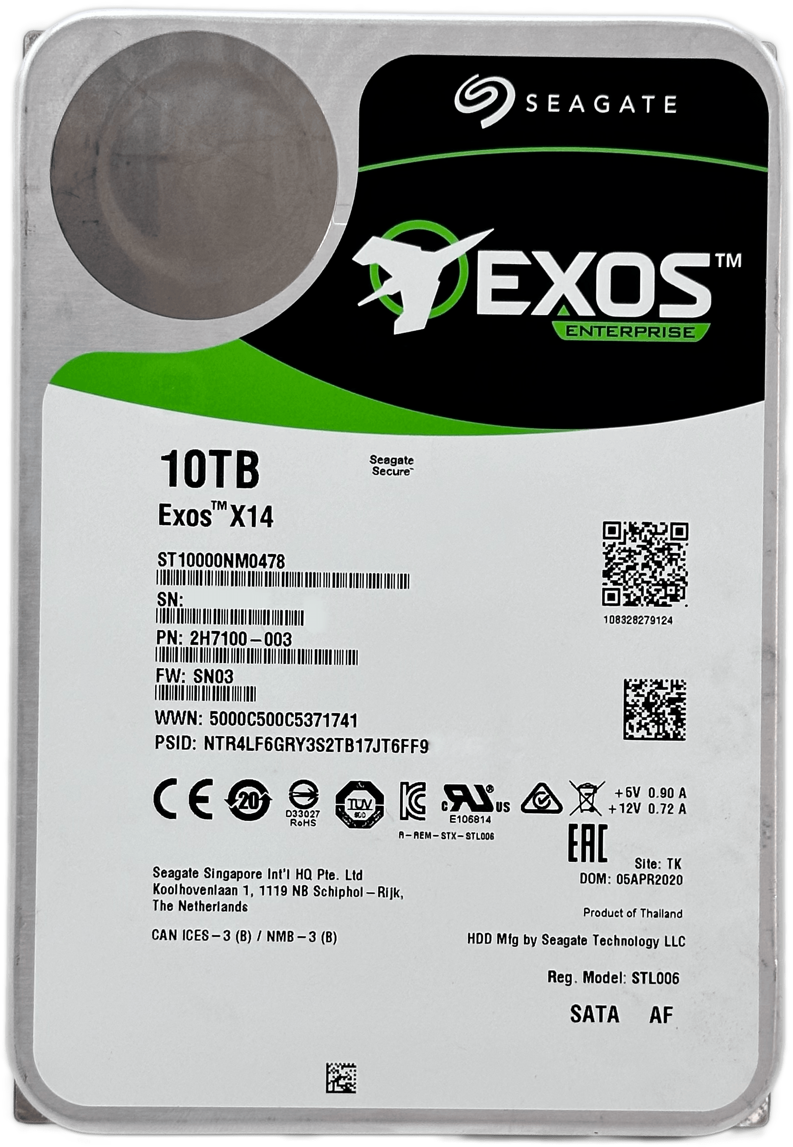 10TB Seagate Exos X14 Enterprise SATA Festplatte | 256MB 7200RPM | ST10000NM0478 | 9014 (image 2 of 6)