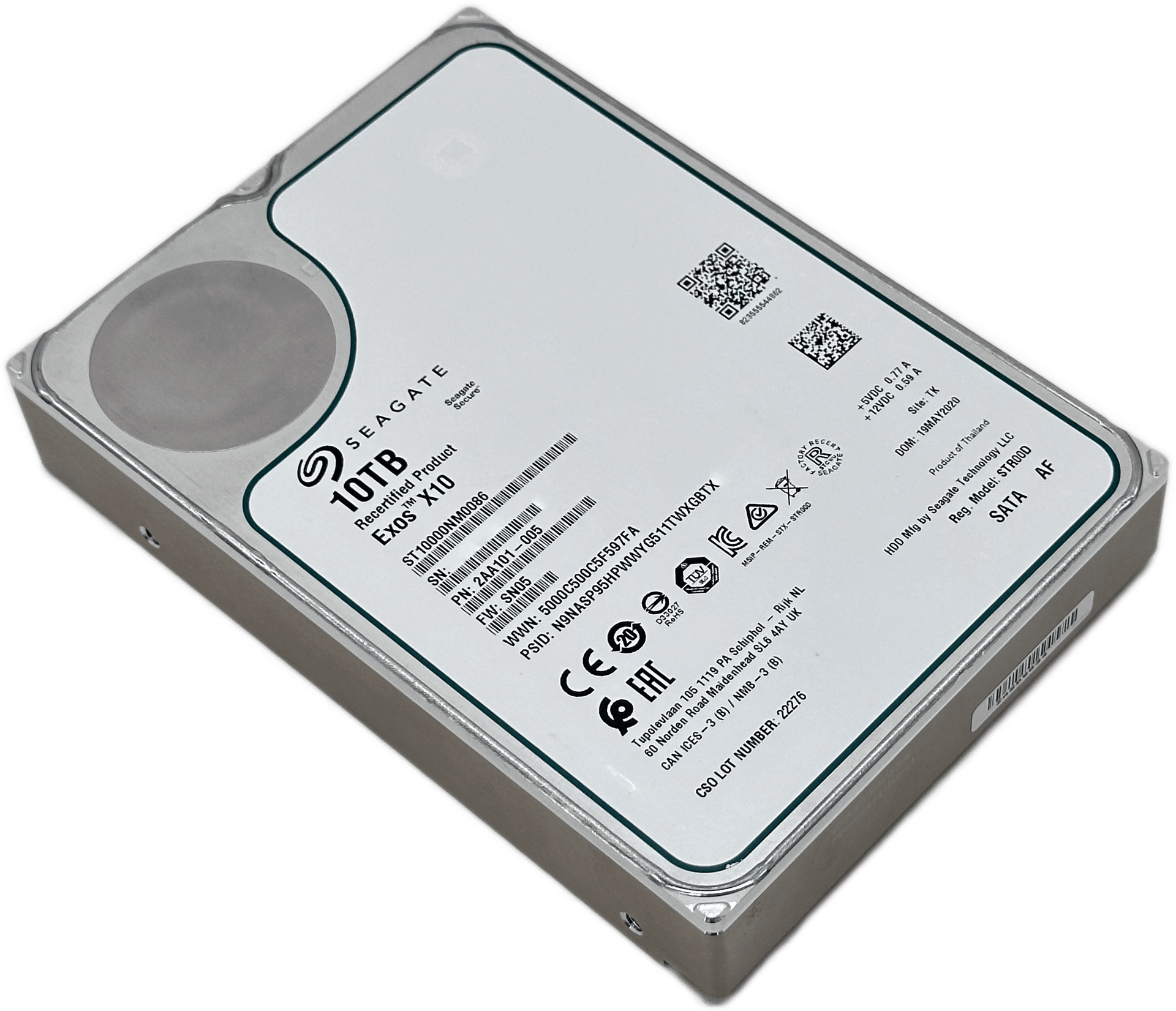 10TB Seagate Exos X10 Recertified SATA Festplatte 256MB 7200RPM | ST10000NM0086 | 9022 (Bild 5 von 6)