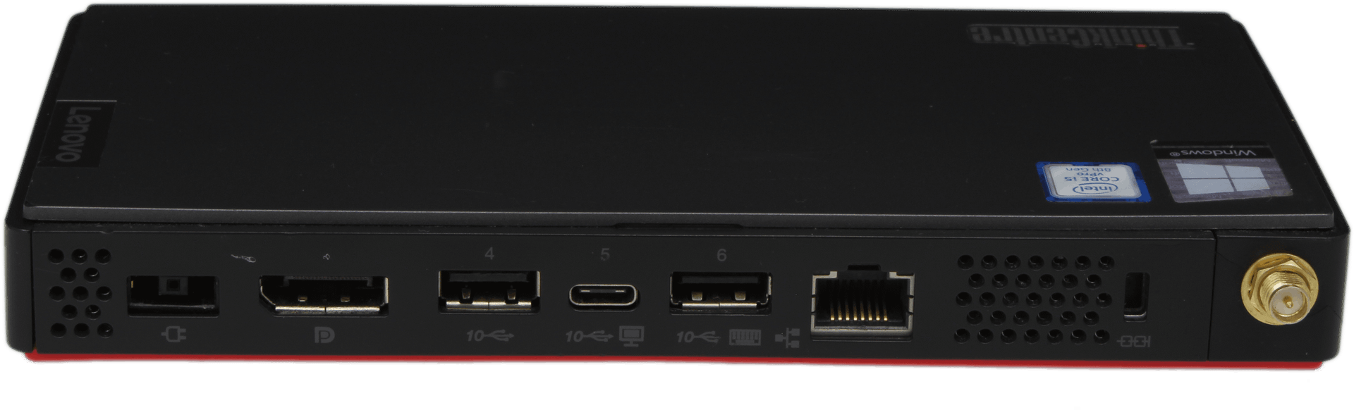 Lenovo ThinkCentre M90n Mini PC - i5-8365U 8GB DDR4 ohne SSD - 2x USB-C - +PSU | 10298 — Rückansicht (Bild 3 von 6)