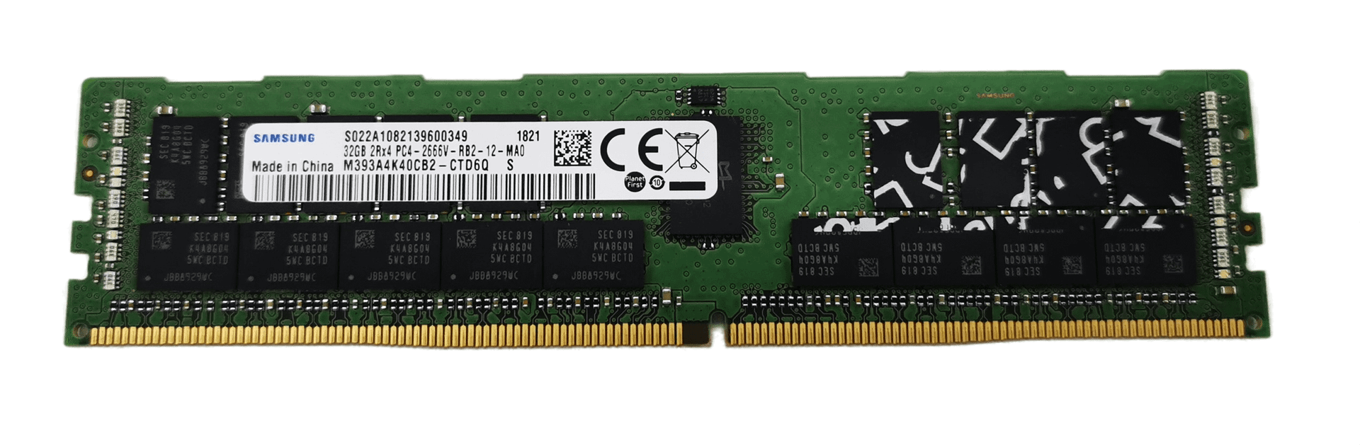Samsung 32GB 2Rx4 PC4-2666V DDR4 2666MHz RDIMM ECC Server RAM M393A4K40CB2-CTD | 299 (Bild 1 von 3)