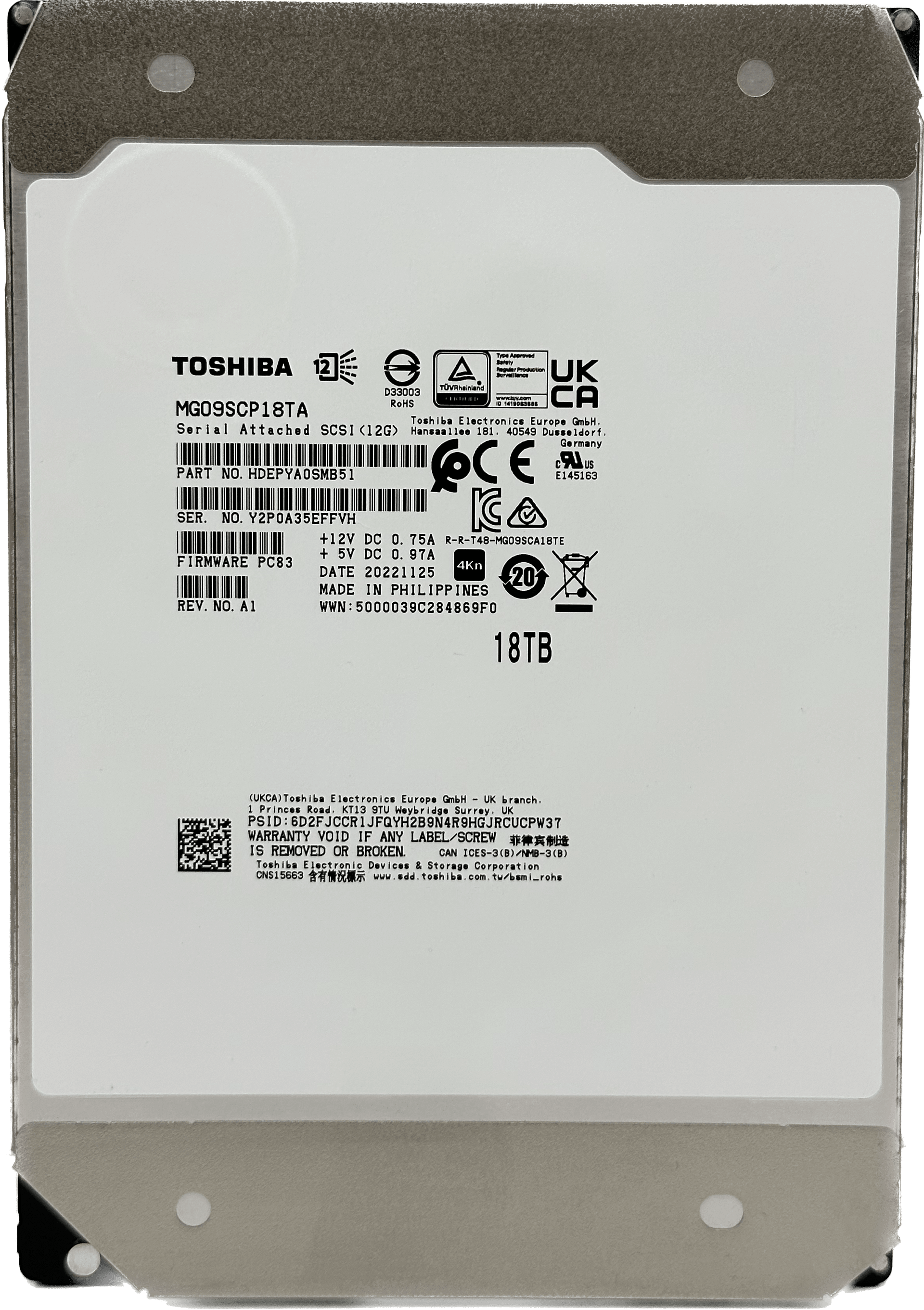 Toshiba 18TB MG09 Cloud-Scale Enterprise Server Class | 3.5" SAS 12G MG09SCP18TA | 624 (Bild 3 von 6)