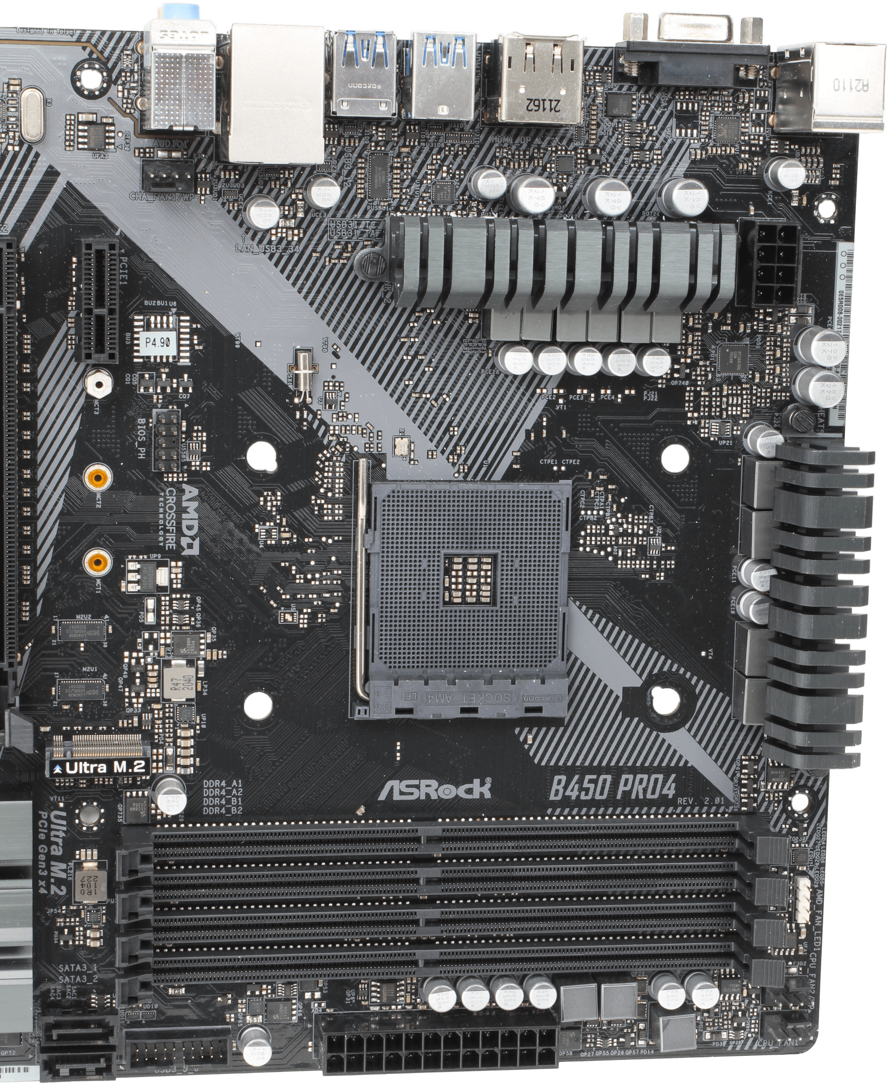 ASRock B450 Pro4 Rev.2 ATX Mainboard - Sockel AM4 4x DDR4 PCIe3x16 + I/O Shield | 10132 — Sockel (Bild 5 von 6)