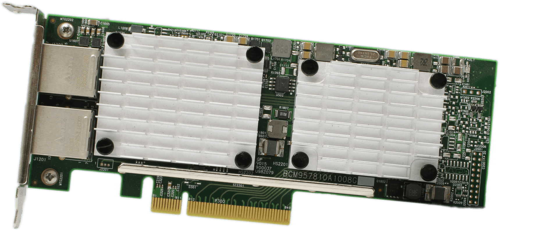 IBM Dual Port EN0X FC Server Adapter - 10Gb/s BaseT RJ-45 PCIe2 x8 LP - 00E2718 | 10257 — top view (image 4 of 6)