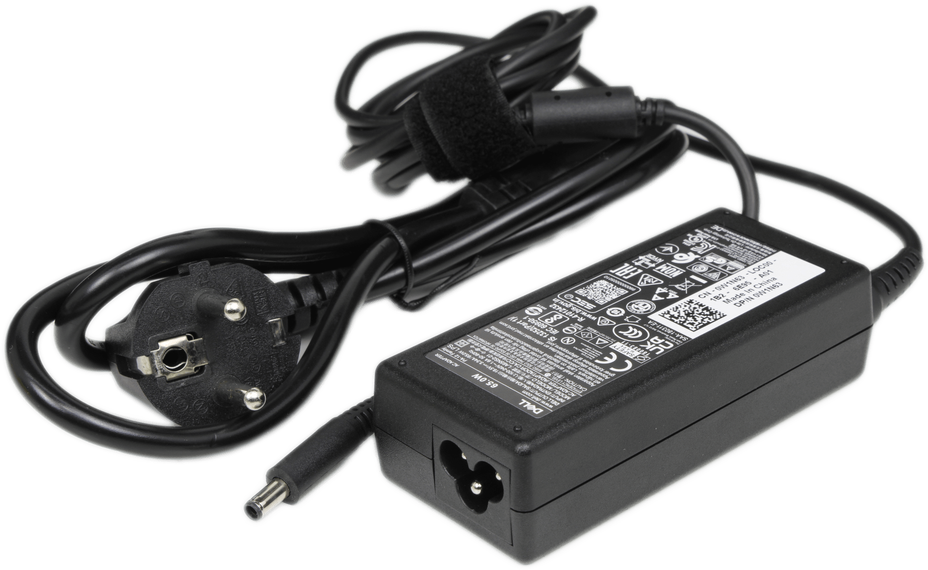 Dell 65W AC Adapter 4.5mm für Dell Laptops + C5 Kleeblattkabel | Dell P/N 0W1N63 | 9701 (Bild 1 von 6)