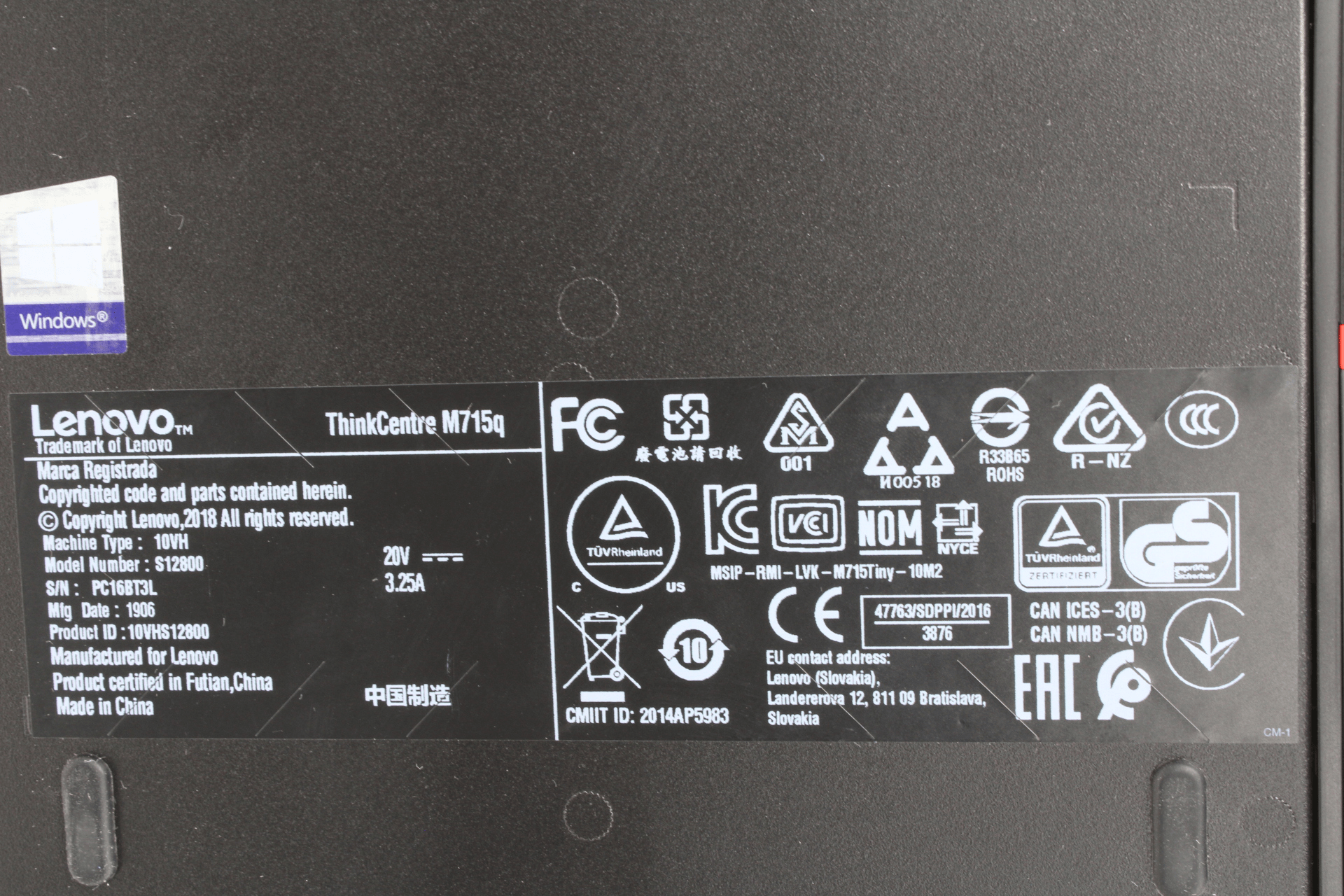 Lenovo ThinkCentre M715q Mini PC | AMD Ryzen 3 Pro 2200GE 8GB RAM ohne SSD + PSU | 9837 (Bild 6 von 7)
