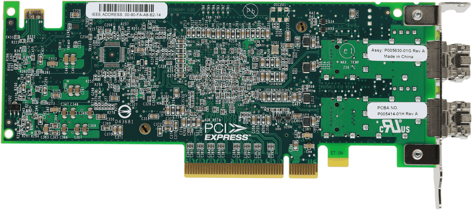 Emulex OneConnect OCe11102 10GbE Dual-Port SFP+ Netzwerkadapter PCIe2 x8 +GBICs | 10402 — Unterseite (Bild 4 von 7)