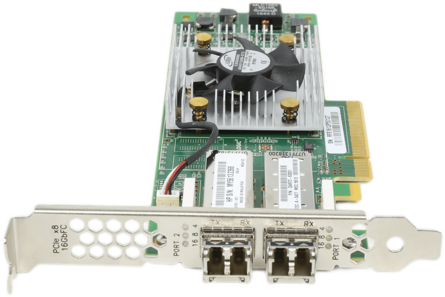 HP Qlogic Dual-Port 16Gb PCIe3 x8 FC Server Adapter QLE2662-HP FP + 2x 16G GBICs | 9924 — Vorderansicht (Bild 4 von 6)