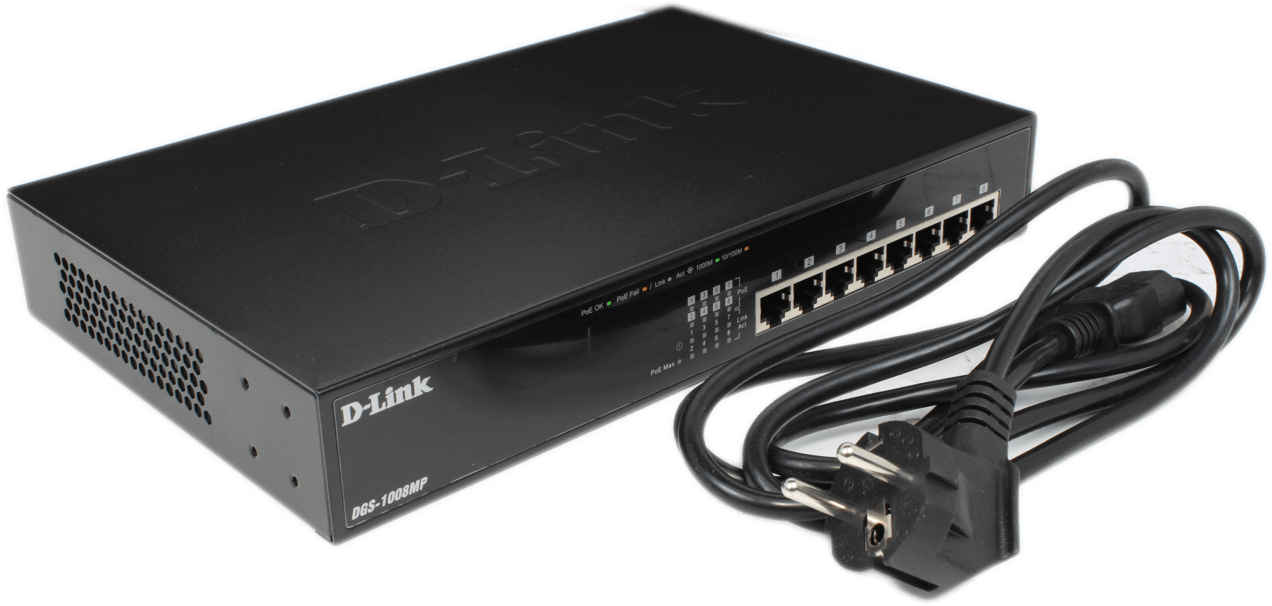 D-Link | DGS1008MP 8-Port Desktop / Rackmount Gigabit PoE+ Switch | Plug & Play | 9683 (Bild 3 von 6)
