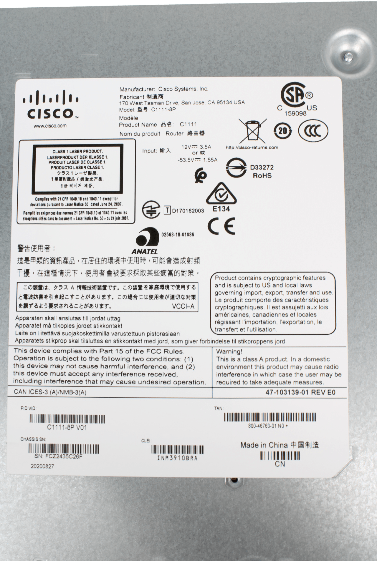 Cisco C1111-8P Integrated Services Router | 8-Ports Dual GE WAN Ethernet | + PSU | 9593 (Bild 6 von 6)