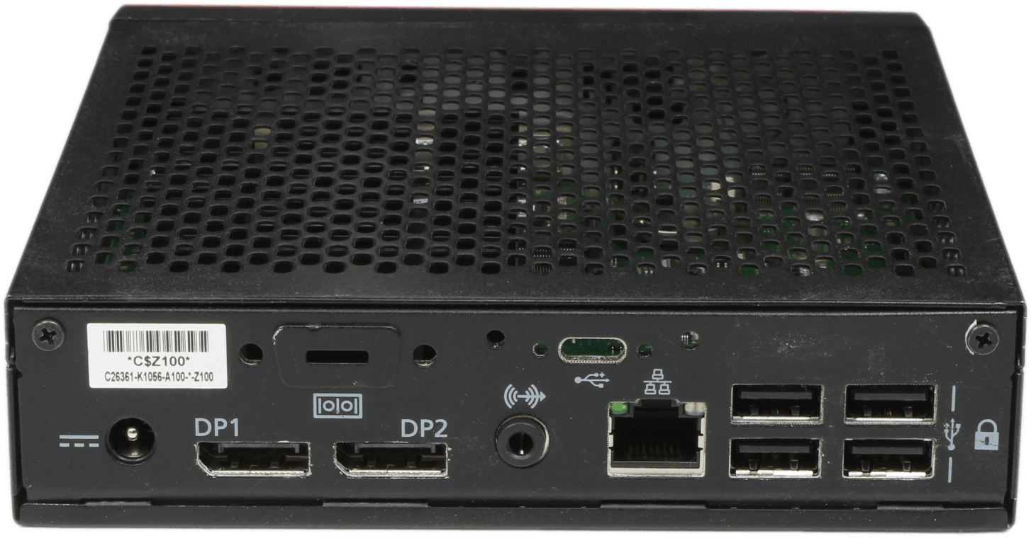 Fujitsu Futro S7010 ThinClient - Intel Celeron J4125 - 4GB DDR4 - 64GB M.2 +PSU | 10307 — Rückansicht (Bild 3 von 5)