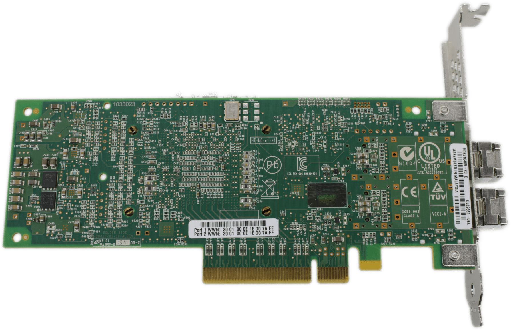 Qlogic Dual-Port 16Gb PCIe3x8 FC Server Adapter QLE2662-DEL 0H8T43 FP + 2x GBICs | 9511 (Bild 3 von 7)